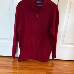 Vineyard Vines Men’s 100% Cashmere Red Quarter-Zip Sweater